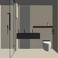 Modern Bathroom Interior Design With Black Vanity Backlit Mirror And White Toilet Glass Shower Partition