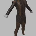 Medieval Style Long Sleeve Costume With Brown And Dark Patterned Design Front Back View