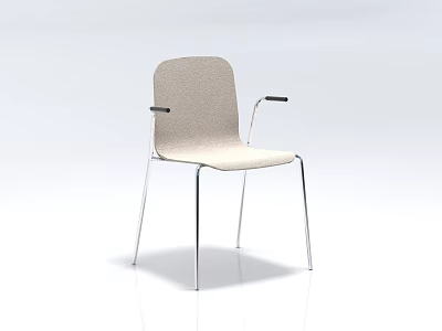Modern Minimalist Accent Chair With Beige Upholstery Black Armrests And Silver Metal Legs 3d model