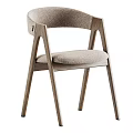 Modern Single Chair With Wooden Frame Soft Beige Fabric Seat And Comfortable Design