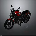 Red and Black Modern Sporty Motorcycle with Sleek Design and Headlight