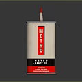 Metro Rubber Cement White Can With Red Cap And Label Design 3d model