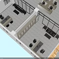 Modern Office Layout Design With Workstations Meeting Area And Open Workspace 3d model