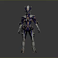 Futuristic Sci Fi Mechanical Armor 3D Model In Blue White With Gold Accents