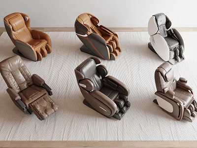 Various Styles Massage Chairs Featuring Brown Gray and Beige Comfortable Design 3d model