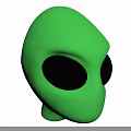 Green Alien Character With Large Black Eyes And Smooth Head Design