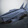 Gray Futuristic Sci Fi Aircraft Model With Sharp Pointed Structures And Streamlined Body