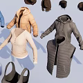 Different Types Of Clothes Featuring Coats Tops Pants Shoes And Hats