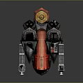 Detailed Spacecraft Mechanical Structure With Red Green Components And Thruster Parts