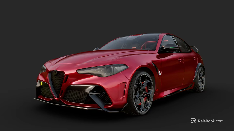 Red High Performance Sports Car With Aggressive Styling And Black Alloy Wheels 3d model 