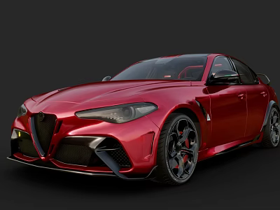 Red High Performance Sports Car With Aggressive Styling And Black Alloy Wheels 3d model