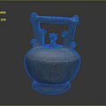 Ancient Ceramic Sculpture Carving With Twin Handles Decorative Ornament Top And Intricate Carved Patterns