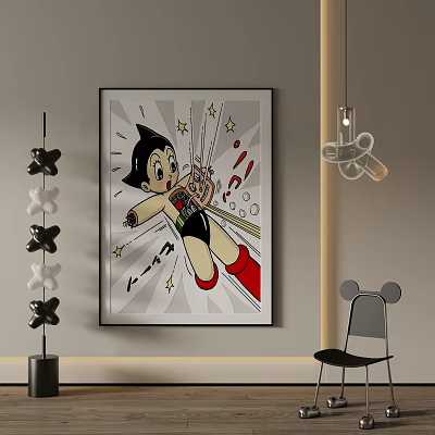 Anime Astro Boy Wall Art In Modern Interior Space 3d model Anime Astro Boy Wall Art In Modern Interior Space 3d model