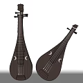 Two Traditional Wooden Chinese Pipa String Instruments With Classic Design And Smooth Finish