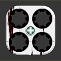 White Medical Equipment With Green Cross And Four Circular Openings