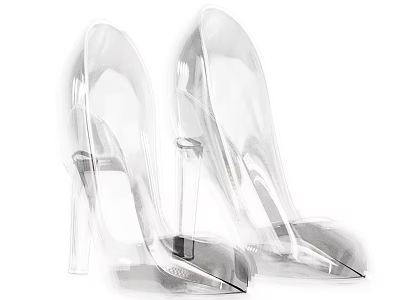 Fashionable Women's Transparent High Heel Shoes with Clear Stiletto Heel and Pointed Toe 3d model