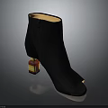 Stylish Black Open Toe Ankle Boots With Colorful Block Heel And Side Zipper