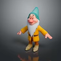 Cartoon Gnome Character With Blue Hat White Beard And Yellow Coat Standing On Gray Background