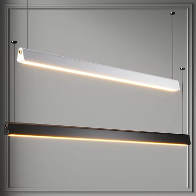 Modern Long Linear Pendant Lights In White And Black For Interior Lighting 3d model