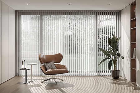 modern balcony venetian blinds leisure chair 3d model