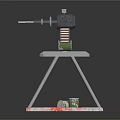 Mechanical Weapon With Tripod Stand Transparent Base Red Frame And Metal Components