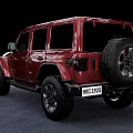 Red Jeep Wrangler SUV With Four Door Design And Off Road Tires