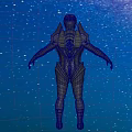 Full Body Futuristic Armored Game Movie Character In Blue White Sci Fi Costume