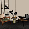 Modern Chair And Table Set With Light Wood Black Chairs Round Table Vase And Fruits In Minimalist Interior