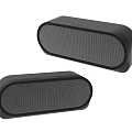 Black Portable Speakers With Oval Design And Mesh Front Panel 3d model