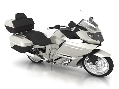 Silver And Black Touring Motorcycle With Storage Cases Comfortable Seat And Streamlined Design 3d model