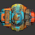 Vibrant Colorful Robot Figure With Blue Orange Red Armor And Mechanical Arms