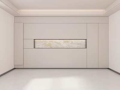 Minimalist Background Wall Design With Panel Structure And Embedded Textured Strip For Modern Room Interior 3d model