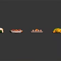 Various Assorted Food Items Including Hamburger Pizza Hot Dog Sushi And More On Black Background