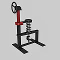 Red And Black Mechanical Compression Tool With Wheel Spring And Metal Stand Structure 3d model
