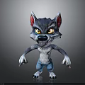 Cartoon Wolf Character With Vibrant Colors Red Ears And Blue Legs In Playful Pose