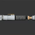Futuristic Weapon With Silver Spiral Structure Gold Accents And Shiny Reflection