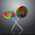 Delightful Colorful Swirled Lollipops With Vibrant Hues Crossed On Dark Background