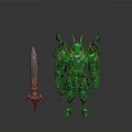 Intricate Fantasy Warrior Armor Set With Decorative Sword And Detailed Accents