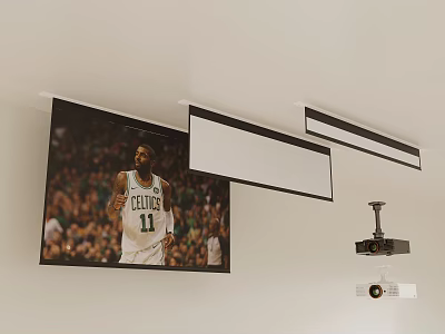 Ceiling Mounted Projection Screen And Surveillance Camera For Indoor Monitoring Setup 3d model