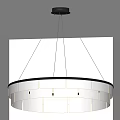 Modern Layered Ring Shaped Chandelier With Fabric Shade And Soft Lighting In Interior Space