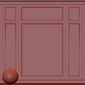 Gray Textured Wall Paneling With Wainscoting Design And Decorative Sphere 3d model