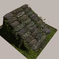 Stone Steps Covered With Green Moss And Small Plants On Gray Surface
