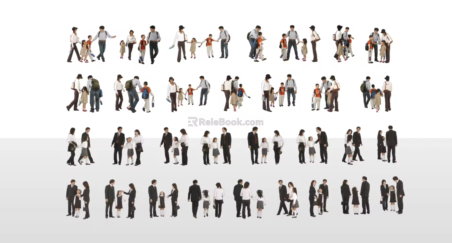 2D character parent-child family combination 3d model