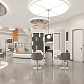 Modern Beauty Hair Salon Interior With Styling Chairs Mirrors And Decorative Lighting