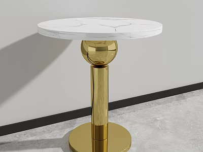 Modern White Marble Top Coffee Table With Golden Spherical Pedestal And Circular Base 3d model