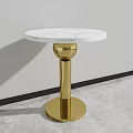 Modern White Marble Top Coffee Table With Golden Spherical Pedestal And Circular Base