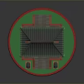 Chinese Style Architectural Model Featuring Red Body Green Roof Dragon Ornaments Stone Lions And Lanterns