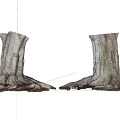 Natural Stone Wood Tree Stumps With Intricate Roots And Rough Textured Surface