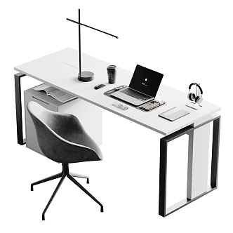 modern office desk chair desk 3d model