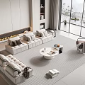 Modern sofa coffee table combination home 3d model